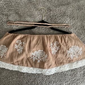 American Eagle Outfitter summer, strapless, tan embroidered top